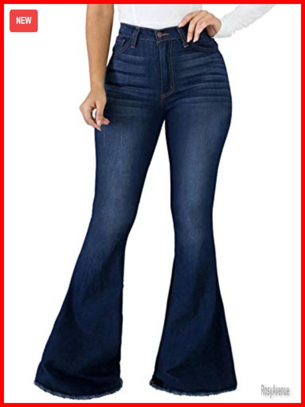 High Waist Flared Ripped Jeans Raw Hem Bell Bottom